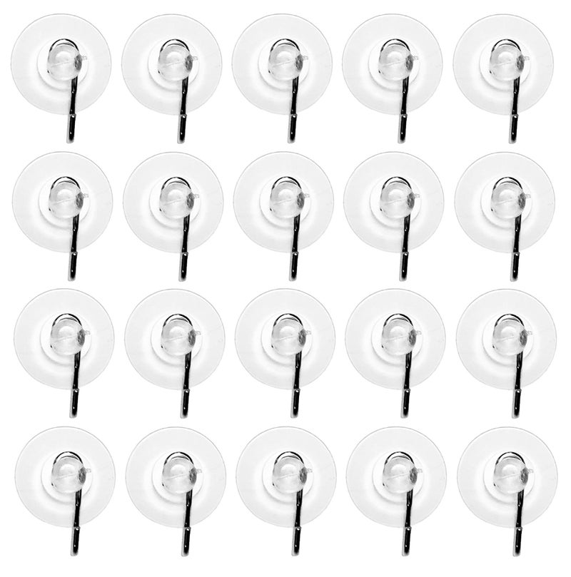 FlanicaUSA 20 Pack Clear Plastic Strong Suction Cup with Removable Hook (7/8" (22.22mm) Diameter) - Image 1